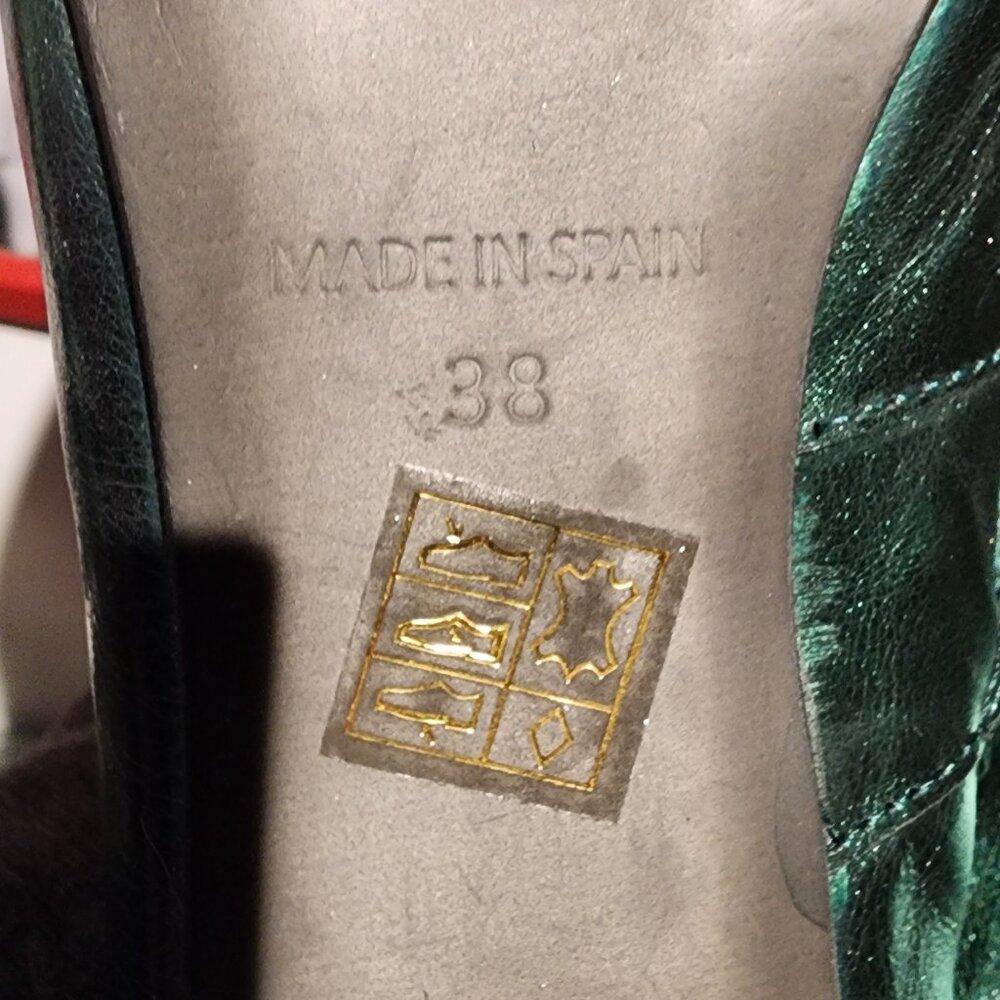 Metallic Green L'intervalle Square Toe Leather Boots - Picture 10 of 11